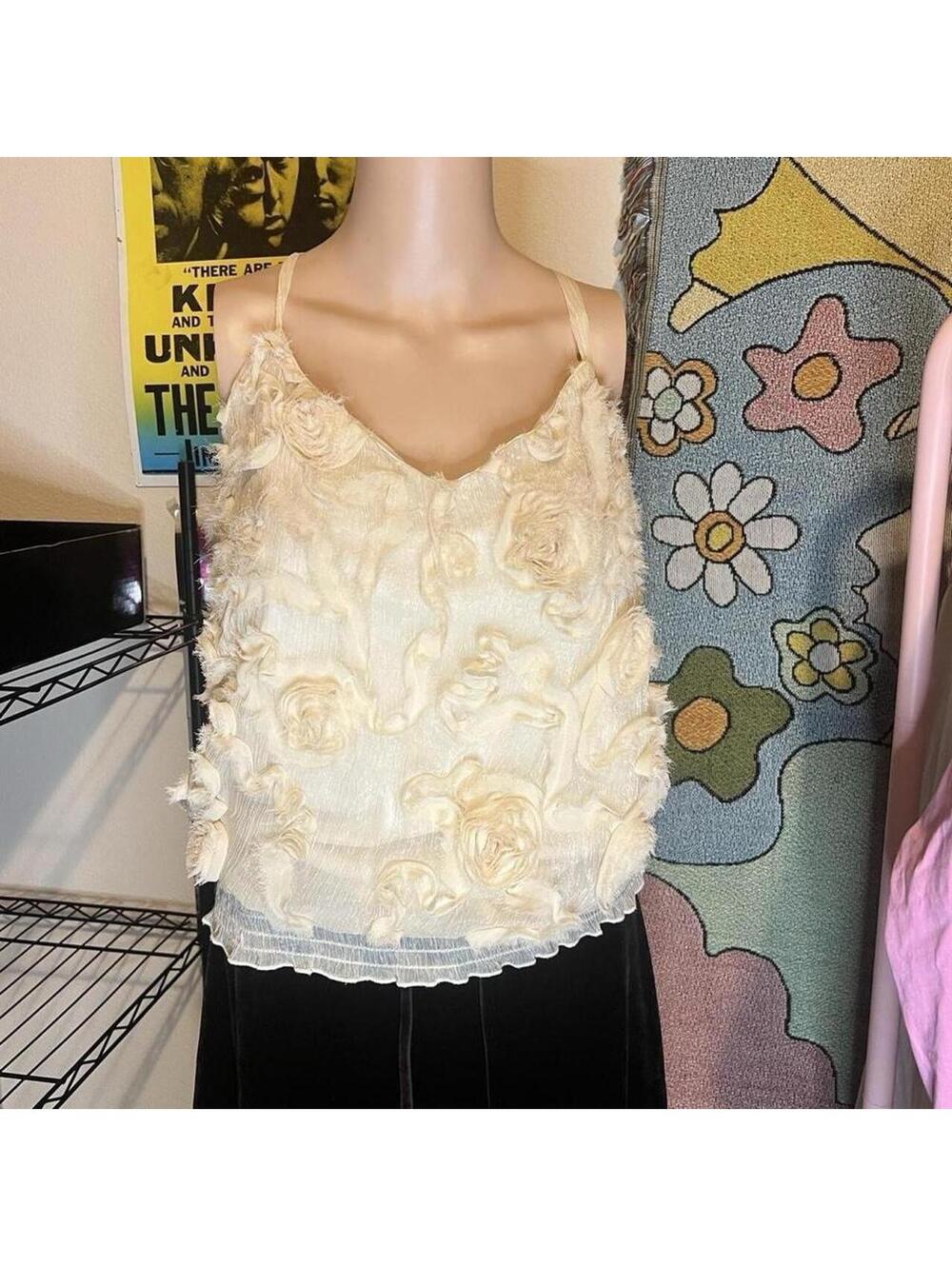 Vintage Heart + Soul Rosette Mesh Tank Top